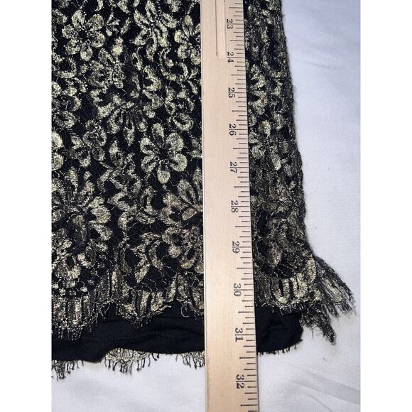 Diane Von Furstenberg Dress Size 2 Gold Metallic Lace Lined Long Sleeve Cocktail - Picture 6 of 15